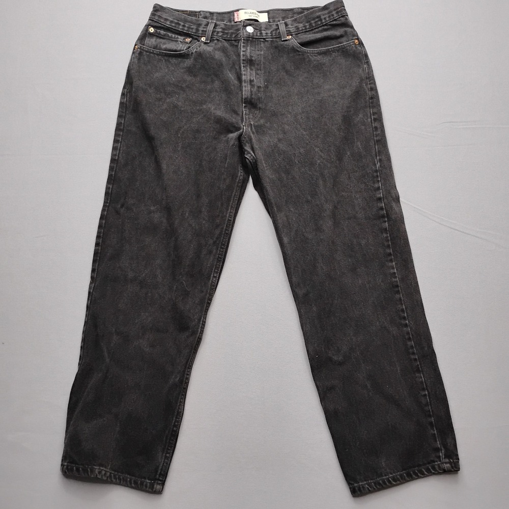 Levi's 550 Relaxed Fit Black Denim Jeans Mens 38x30